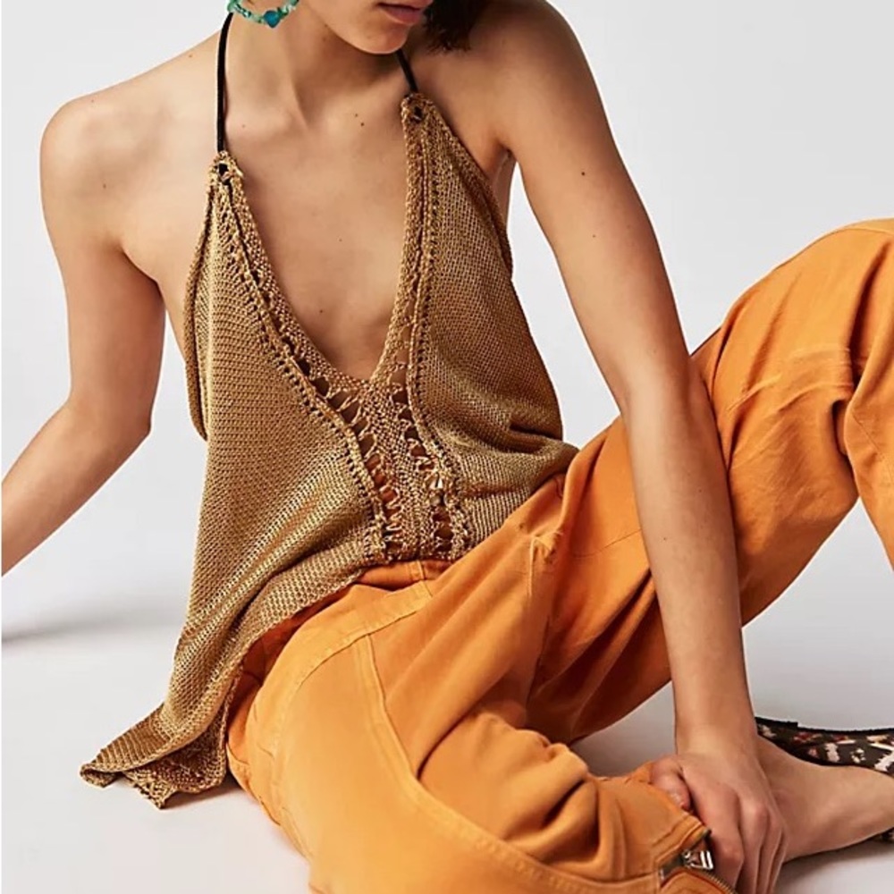 Free People Liquid Gold Halter NWT